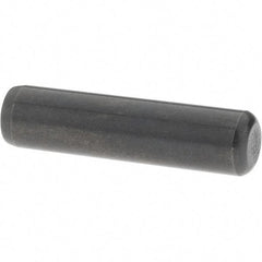 Value Collection - 1/4" Diam x 1" Pin Length Grade 8 Alloy Steel Standard Dowel Pin - Bright Finish, C 47-58 & C 60 (Surface) Hardness, 14,720 Lb (Double Shear), 7,360 Lb (Single Shear) Breaking Strength, 1 Beveled & 1 Rounded End - USA Tool & Supply