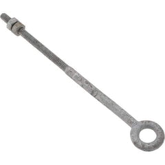 Value Collection - 500 Lb Capacity, Steel, 1/4-20 Thread, Fixed Lifting Eye Bolt - Partially Threaded, 7" Shank, No Shoulder - USA Tool & Supply