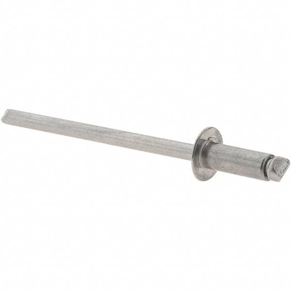 Value Collection - Size 43 Dome Head Stainless Steel Open End Blind Rivet - Stainless Steel Mandrel, 0.126" to 0.187" Grip, 1/4" Head Diam, 0.129" to 0.133" Hole Diam, 0.337" Length Under Head, 1/8" Body Diam - USA Tool & Supply