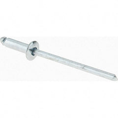 Value Collection - Size 44 Dome Head Steel Open End Blind Rivet - Steel Mandrel, 0.188" to 1/4" Grip, 1/4" Head Diam, 0.129" to 0.133" Hole Diam, 0.4" Length Under Head, 1/8" Body Diam - USA Tool & Supply