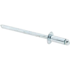 Value Collection - Size 43 Dome Head Steel Open End Blind Rivet - Steel Mandrel, 0.126" to 0.187" Grip, 1/4" Head Diam, 0.129" to 0.133" Hole Diam, 0.337" Length Under Head, 1/8" Body Diam - USA Tool & Supply