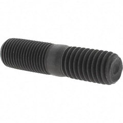 Value Collection - 1/2-20 Long Thread, 1/2-13 Short Thread, 2" OAL Unequal Double Threaded Stud - Steel, Uncoated, 15/16" Long Thread Length, 13/16" Short Thread Length - USA Tool & Supply