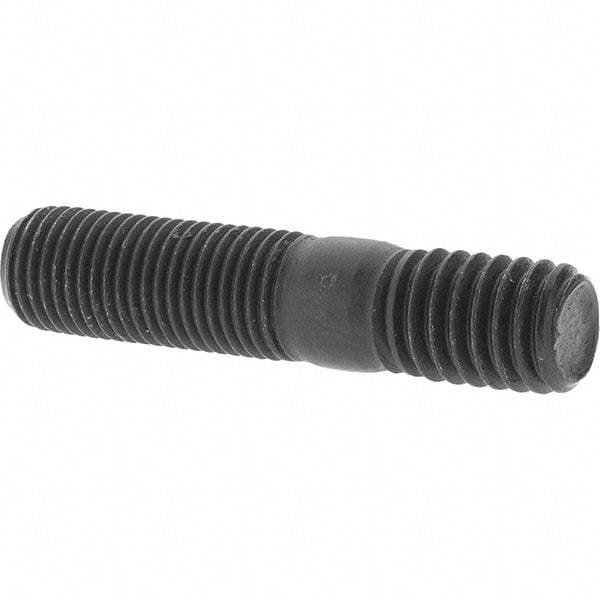 Value Collection - 3/8-24 Long Thread, 3/8-16 Short Thread, 1-3/4" OAL Unequal Double Threaded Stud - Steel, Uncoated, 1" Long Thread Length, 9/16" Short Thread Length - USA Tool & Supply