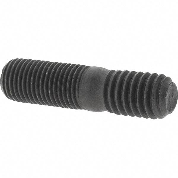 Value Collection - 3/8-24 Long Thread, 3/8-16 Short Thread, 1-1/2" OAL Unequal Double Threaded Stud - Steel, Uncoated, 3/4" Long Thread Length, 1/2" Short Thread Length - USA Tool & Supply