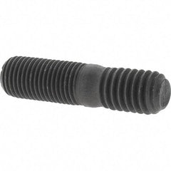 Value Collection - 3/8-24 Long Thread, 3/8-16 Short Thread, 1-1/2" OAL Unequal Double Threaded Stud - Steel, Uncoated, 3/4" Long Thread Length, 1/2" Short Thread Length - USA Tool & Supply