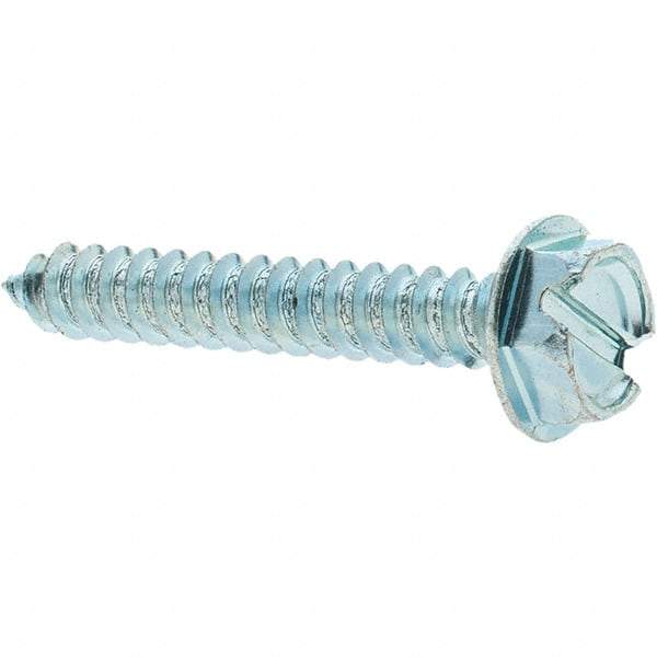 Value Collection - #10 Hex Washer Head Slotted Sheet Metal Screw - Steel, 1-1/4" Length Under Head, Grade 2 - USA Tool & Supply