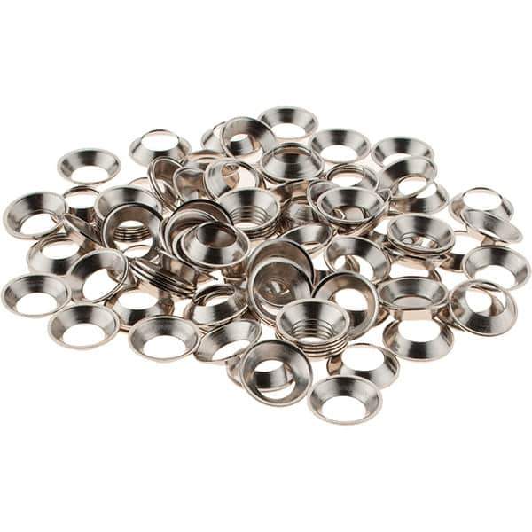 Value Collection - 3/32" Thick, Nickel-Plated Finish, Brass, Flush Type Finishing Washer - 0.488" OD - USA Tool & Supply