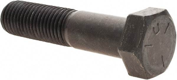 Value Collection - 1-8 UNC, 4-1/2" Length Under Head Hex Head Cap Screw - Partially Threaded, Grade 5 Steel, Uncoated, 1-1/2" Hex - USA Tool & Supply
