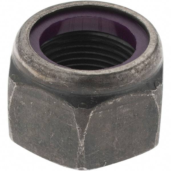 Value Collection - 1-14 UNF Grade 8 Hex Lock Nut with Nylon Insert - 1-7/16" Width Across Flats, 1-3/64" High, Uncoated - USA Tool & Supply