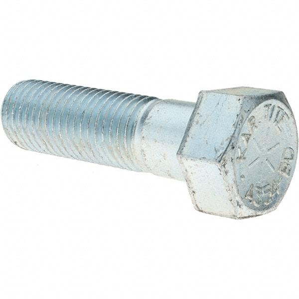 Value Collection - 1-8 UNC, 3-1/2" Length Under Head Hex Head Cap Screw - Partially Threaded, Grade 8 Alloy Steel, Zinc-Plated Finish, 1-1/2" Hex - USA Tool & Supply