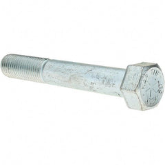 Value Collection - 7/8-9 UNC, 6" Length Under Head Hex Head Cap Screw - Partially Threaded, Grade 8 Alloy Steel, Zinc-Plated Finish, 1-5/16" Hex - USA Tool & Supply