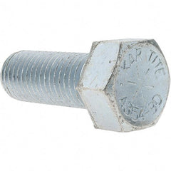 Value Collection - 1-8 UNC, 2-1/2" Length Under Head Hex Head Cap Screw - Fully Threaded, Grade 8 Alloy Steel, Zinc-Plated Finish, 1-1/2" Hex - USA Tool & Supply