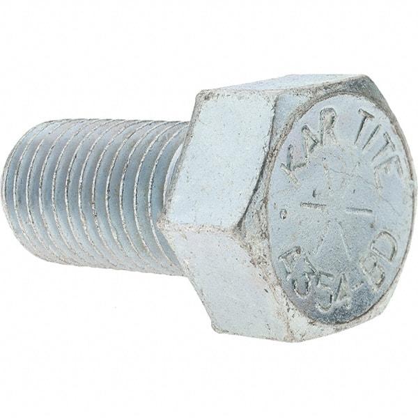 Value Collection - 1-8 UNC, 2" Length Under Head Hex Head Cap Screw - Fully Threaded, Grade 8 Alloy Steel, Zinc-Plated Finish, 1-1/2" Hex - USA Tool & Supply
