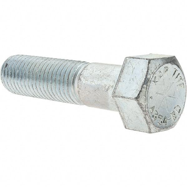 Value Collection - 7/8-9 UNC, 3-1/2" Length Under Head Hex Head Cap Screw - Partially Threaded, Grade 8 Alloy Steel, Zinc-Plated Finish, 1-5/16" Hex - USA Tool & Supply