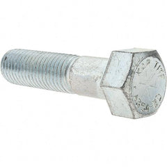 Value Collection - 7/8-9 UNC, 3-1/2" Length Under Head Hex Head Cap Screw - Partially Threaded, Grade 8 Alloy Steel, Zinc-Plated Finish, 1-5/16" Hex - USA Tool & Supply