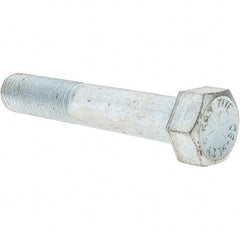 Value Collection - 7/8-9 UNC, 5" Length Under Head Hex Head Cap Screw - Partially Threaded, Grade 8 Alloy Steel, Zinc-Plated Finish, 1-5/16" Hex - USA Tool & Supply