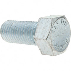 Value Collection - 7/8-9 UNC, 2" Length Under Head Hex Head Cap Screw - Fully Threaded, Grade 8 Alloy Steel, Zinc-Plated Finish, 1-5/16" Hex - USA Tool & Supply