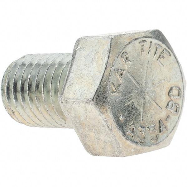 Value Collection - 5/8-11 UNC, 1" Length Under Head Hex Head Cap Screw - Fully Threaded, Grade 8 Alloy Steel, Zinc-Plated Finish, 15/16" Hex - USA Tool & Supply