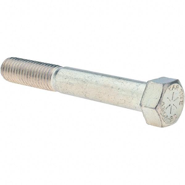 Value Collection - 9/16-12 UNC, 4" Length Under Head Hex Head Cap Screw - Partially Threaded, Grade 8 Alloy Steel, Zinc-Plated Finish, 13/16" Hex - USA Tool & Supply