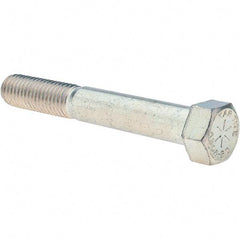 Value Collection - 9/16-12 UNC, 4" Length Under Head Hex Head Cap Screw - Partially Threaded, Grade 8 Alloy Steel, Zinc-Plated Finish, 13/16" Hex - USA Tool & Supply