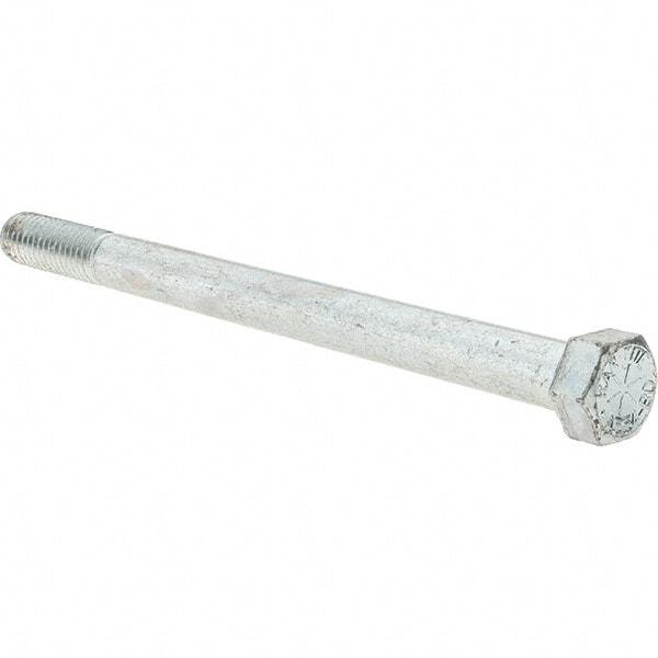 Value Collection - 7/16-14 UNC, 6" Length Under Head Hex Head Cap Screw - Partially Threaded, Grade 8 Alloy Steel, Zinc-Plated Finish, 5/8" Hex - USA Tool & Supply