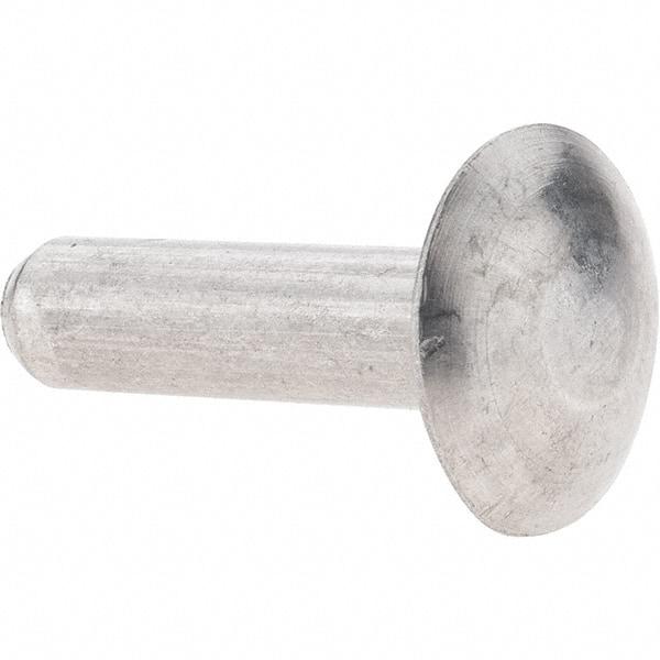 Value Collection - 1/4" Body Diam, Brazier Aluminum Solid Rivet - 1" Length Under Head - USA Tool & Supply