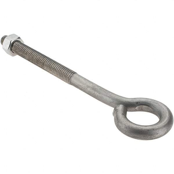 Value Collection - 1/2-13, Stainless Steel Wire Turned Open Eye Bolt - 4" Thread Length, 1" ID, 6" Shank Length - USA Tool & Supply