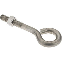 Value Collection - 3/8-16, Stainless Steel Wire Turned Open Eye Bolt - 1-1/2" Thread Length, 3/4" ID, 2-1/2" Shank Length - USA Tool & Supply