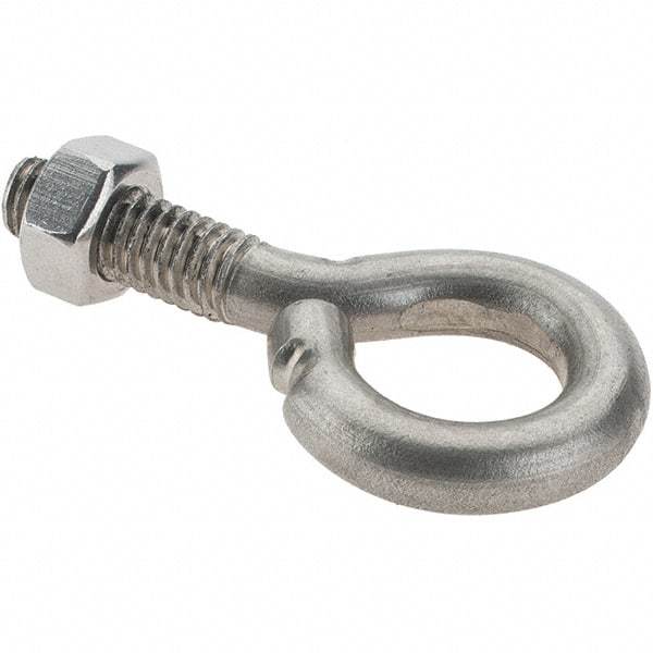 Value Collection - 5/16-18, Stainless Steel Wire Turned Open Eye Bolt - 7/8" Thread Length, 5/8" ID, 1" Shank Length - USA Tool & Supply