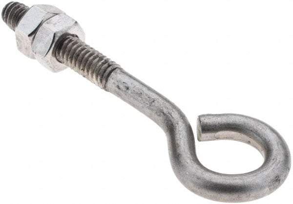 Value Collection - 1/4-20, Stainless Steel Wire Turned Open Eye Bolt - 1-1/4" Thread Length, 1/2" ID, 2" Shank Length - USA Tool & Supply