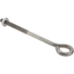 Value Collection - #10-24, Stainless Steel Wire Turned Open Eye Bolt - 1-1/2" Thread Length, 3/8" ID, 3" Shank Length - USA Tool & Supply