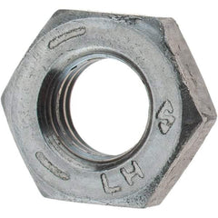 Value Collection - 1/4-28 UNF Steel Left Hand Hex Jam Nut - 7/16" Across Flats, 0.1562" High, Zinc Clear Finish - USA Tool & Supply