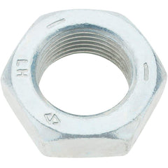 Made in USA - 1-14 UNF Steel Left Hand Hex Jam Nut - 1-1/2" Across Flats, 0.5469" High, Zinc Clear Finish - USA Tool & Supply