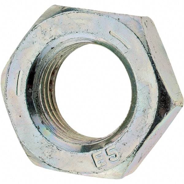 Value Collection - 9/16-18 UNF Steel Left Hand Hex Jam Nut - 7/8" Across Flats, 5/16" High, Zinc Clear Finish - USA Tool & Supply
