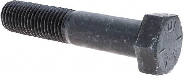 Value Collection - 1-8 UNC, 5" Length Under Head Hex Head Cap Screw - Partially Threaded, Grade 8 Alloy Steel, Uncoated, 1-1/2" Hex - USA Tool & Supply