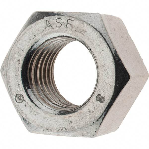 Value Collection - 7/8-9 UNC Stainless Steel Right Hand Heavy Hex Nut - 1-7/16" Across Flats, 55/64" High - USA Tool & Supply