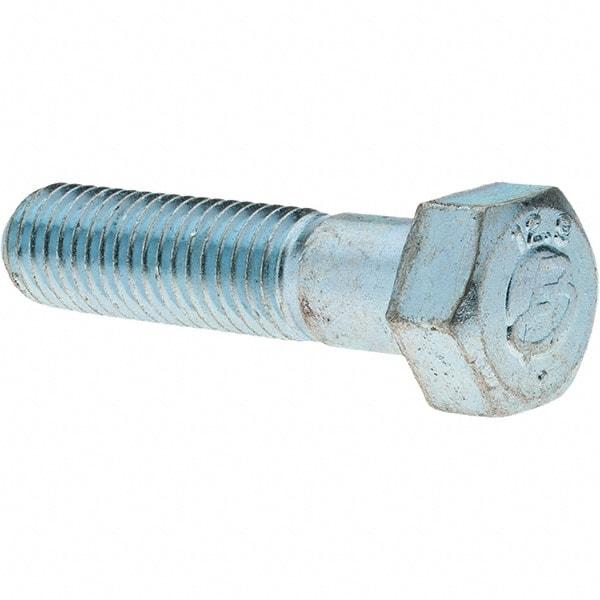 Value Collection - M12x1.75mm Metric Coarse, 50mm Length Under Head Hex Head Cap Screw - Partially Threaded, Grade 8.8 Steel, Zinc-Plated Finish, 19mm Hex - USA Tool & Supply