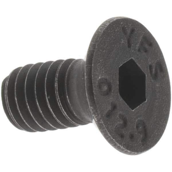 Value Collection - M4x0.70 Metric Coarse Hex Socket Drive, 90° Flat Screw - Grade 12.9 Alloy Steel, Black Oxide Finish, Fully Threaded, 8mm OAL - USA Tool & Supply