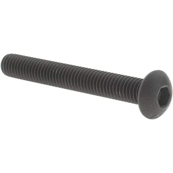 Value Collection - #10-32 UNF Hex Socket Drive, Button Screw - Alloy Steel, Black Oxide Finish, Fully Threaded, 1-1/2" Length Under Head - USA Tool & Supply