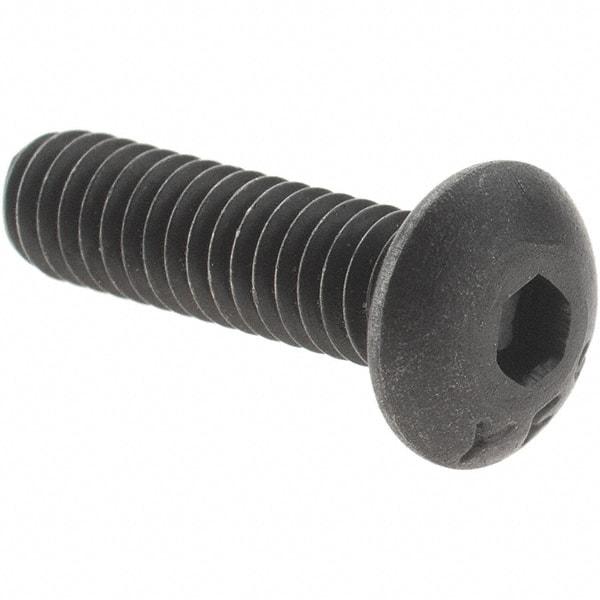 Value Collection - #8-32 UNC Hex Socket Drive, Button Screw - Alloy Steel, Black Oxide Finish, Fully Threaded, 5/8" Length Under Head - USA Tool & Supply