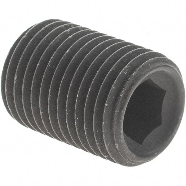 Value Collection - 1/2-20 UNF, 3/4" Long, Knurled Cup Point Set Screw - Grade 8 Alloy Steel, 1/4" Key - USA Tool & Supply