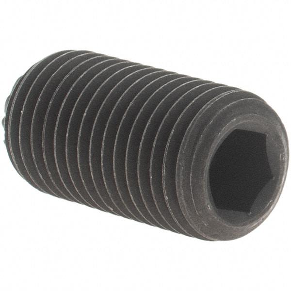 Value Collection - 3/8-24 UNF, 3/4" OAL, Knurled Cup Point Set Screw - Grade 8 Alloy Steel, 3/16" Key - USA Tool & Supply