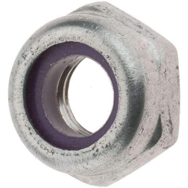 Value Collection - 1/4-28 UNF 18-8 Hex Lock Nut with Nylon Insert - 7/16" Width Across Flats, 13/64" High, Uncoated - USA Tool & Supply