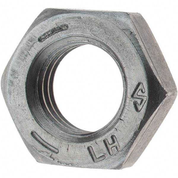 Value Collection - 5/16-24 UNF Steel Left Hand Hex Jam Nut - 1/2" Across Flats, 3/16" High, Zinc Clear Finish - USA Tool & Supply