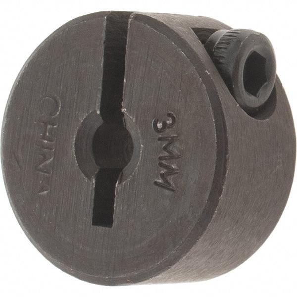 Value Collection - 3mm Bore, Steel, One Piece Clamp Collar - 11/16" Outside Diam - USA Tool & Supply