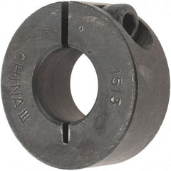 Value Collection - 15mm Bore, Steel, One Piece Clamp Collar - 1-3/8" Outside Diam - USA Tool & Supply