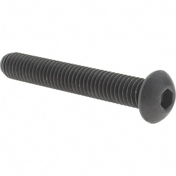 Value Collection - 3/8-16 UNC Hex Socket Drive, Button Screw - Alloy Steel, Black Oxide Finish, Fully Threaded, 2-1/2" Length Under Head - USA Tool & Supply