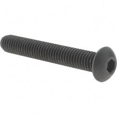 Value Collection - 3/8-16 UNC Hex Socket Drive, Button Screw - Alloy Steel, Black Oxide Finish, Fully Threaded, 2-1/2" Length Under Head - USA Tool & Supply