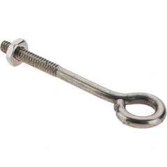 Value Collection - #10-24, Stainless Steel Wire Turned Open Eye Bolt - 1" Thread Length, 3/8" ID, 2" Shank Length - USA Tool & Supply