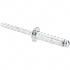 Value Collection - Size 812 Dome Head Aluminum Open End Blind Rivet - Aluminum Mandrel, 0.626" to 3/4" Grip, 1/2" Head Diam, 0.257" to 0.261" Hole Diam, 1" Length Under Head, 1/4" Body Diam - USA Tool & Supply